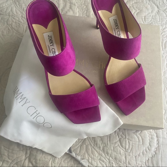 Jimmy Choo Magenta Suede Stilettos - Picture 9 of 10